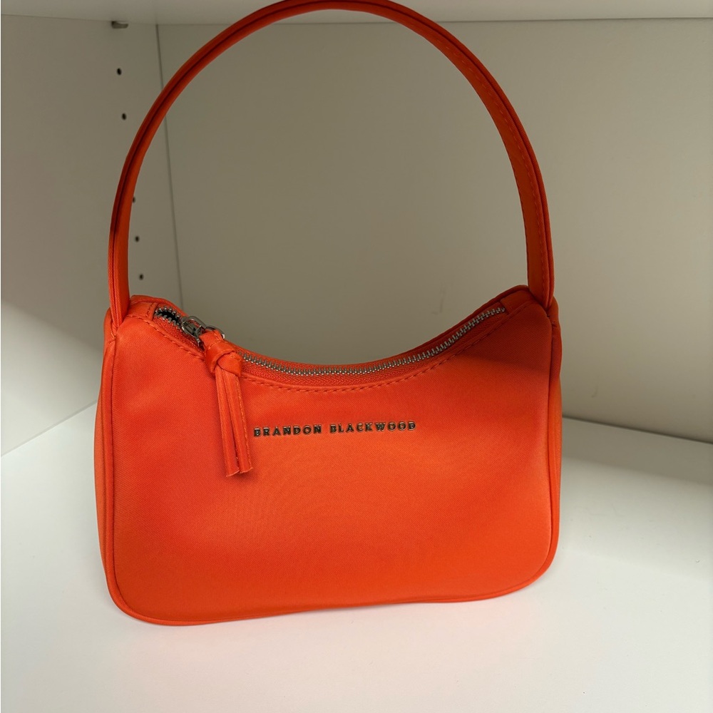 Brandon Blackwood Orange Shoulder Bag Crescent Shape